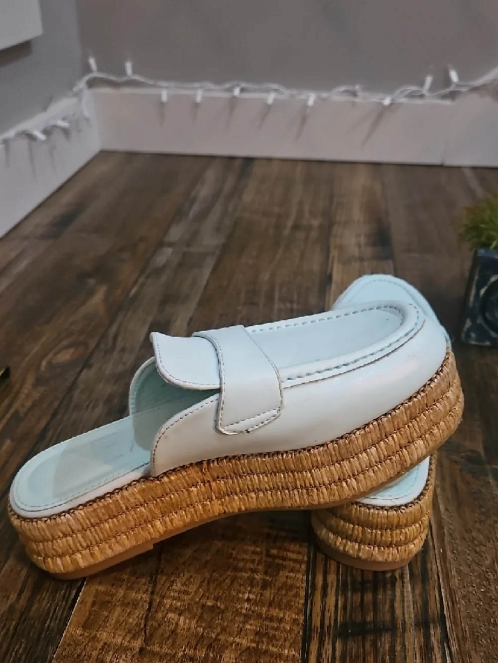 Mint Leather Platform Espadrille Mule‎